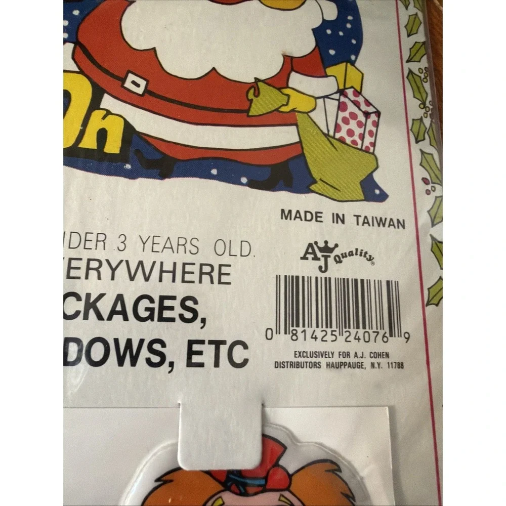 Vintage Christmas Puffy Stickers Vinyl Stick On‎ Santa Wreath Frosty 3D Sheet